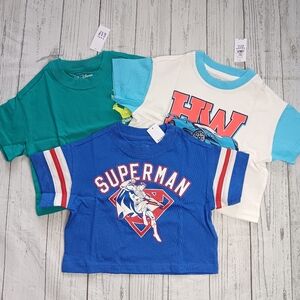 Lot Of 3 Baby Gap Toddler Boy's Superman/Hotwheels/Moana Print Shirt Sz 12-18 M